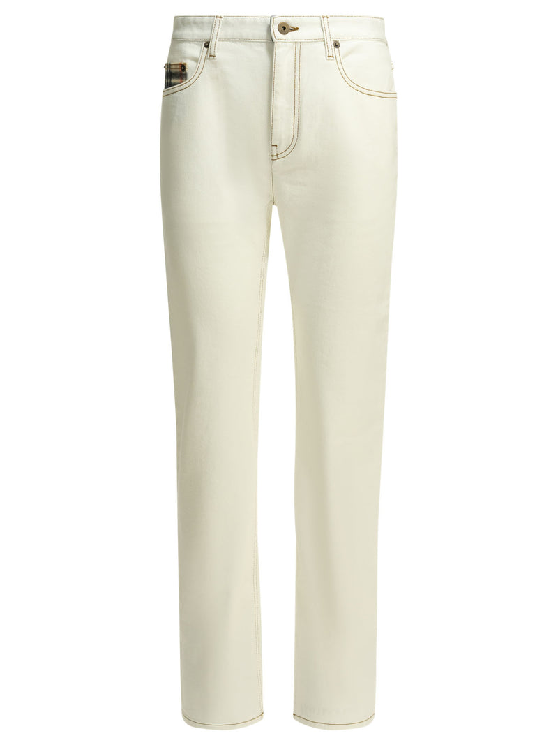 Burberry Burberry Dalia Check Straight Leg Jeans White - World Class Fashion