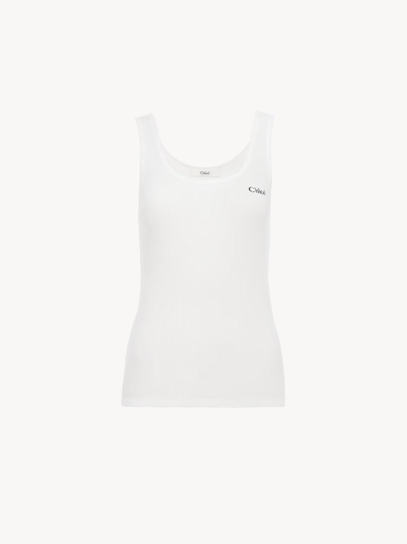 Chloe Chloé Cotton Tank Top White - World Class Fashion