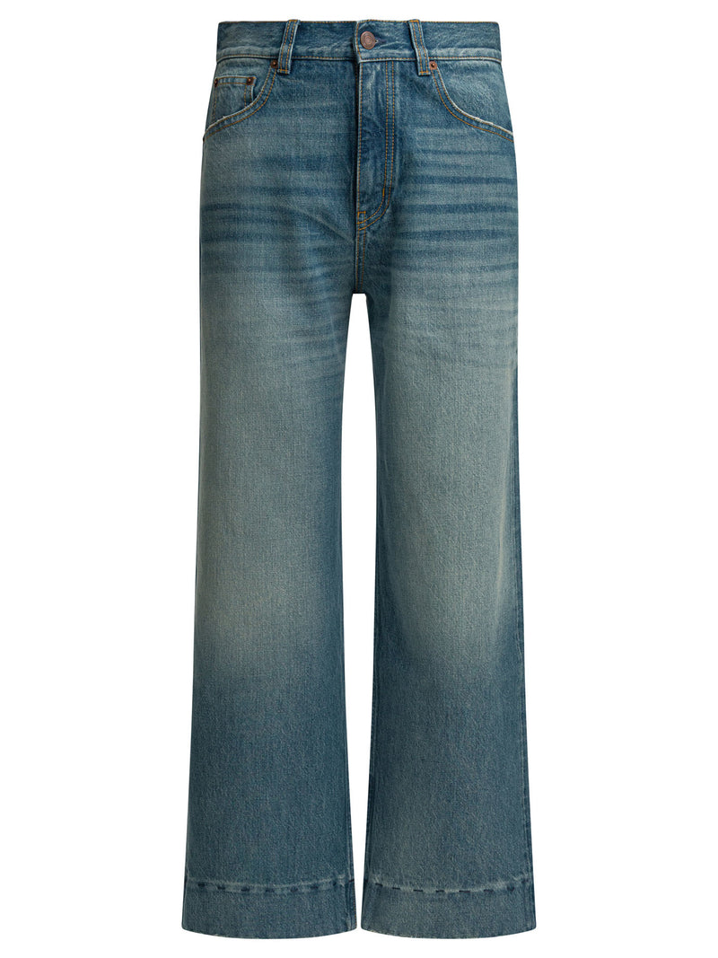 Chloe Chloé Short Wide Leg Jeans Blue - World Class Fashion