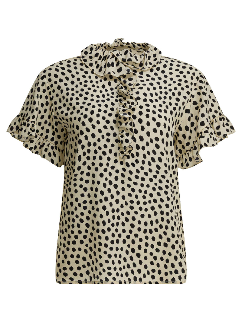Chloe Chloé Silk Short Sleeves Shirt Beige Women - World Class Fashion