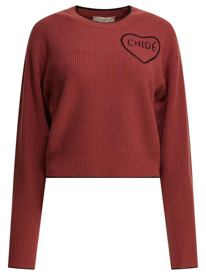 Chloe Chloé Wool and Cashmere Crewneck Knitwear Pink - World Class Fashion
