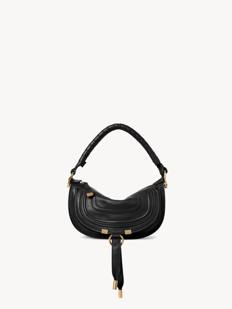 Chloe Chloé Marcie Small Shoulder Bag Black Calf Leather - World Class Fashion