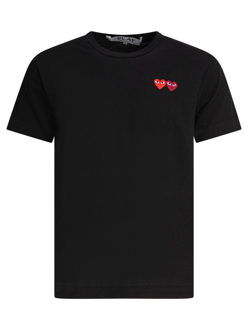Comme Des Garçons Play Comme Des Garçons Play Double Heart Crewneck T-shirt Black - World Class Fashion