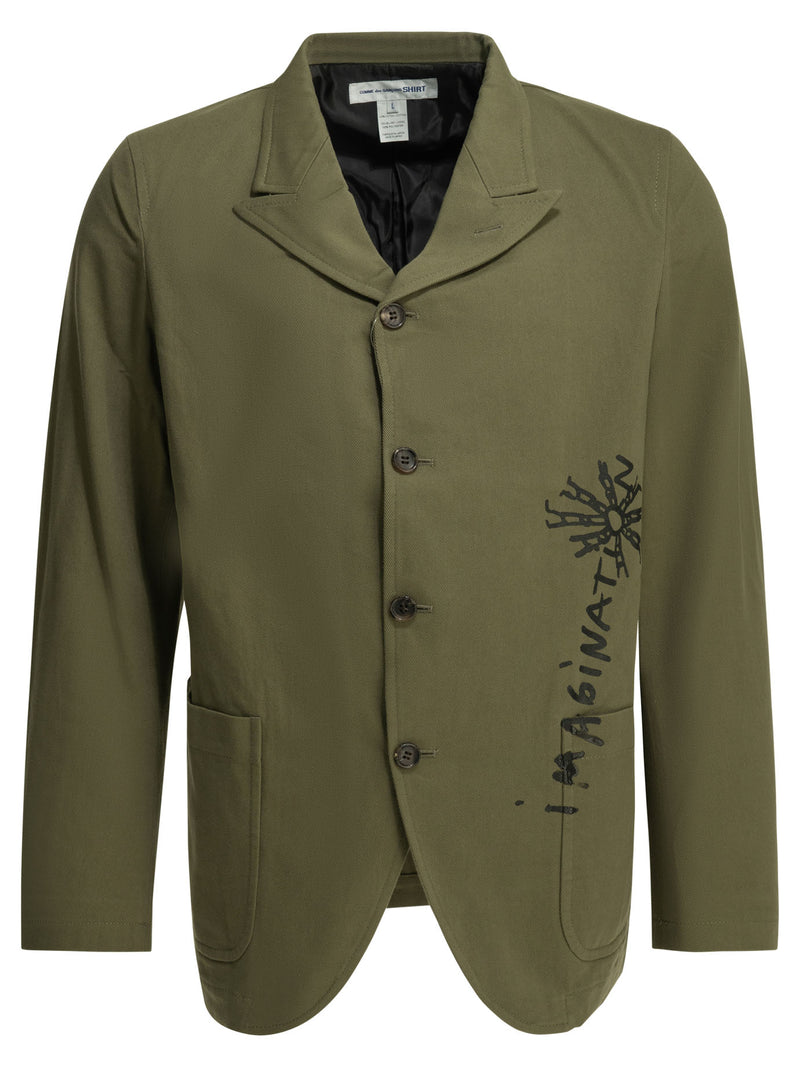 Comme Des Garçons Shirt Comme Des Garçons Shirt Printed Blazer Green Men - World Class Fashion
