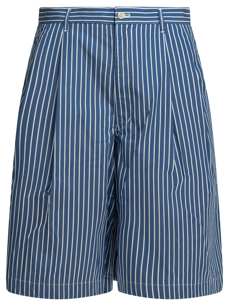 Comme Des Garçons Shirt Comme Des Garçons Shirt Striped Formal Shorts Blue - World Class Fashion
