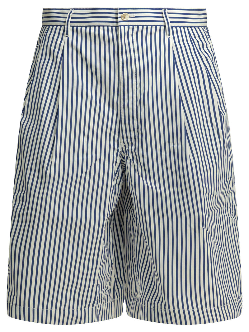 Comme Des Garçons Shirt Comme Des Garçons Shirt Formal Striped Shorts White - World Class Fashion