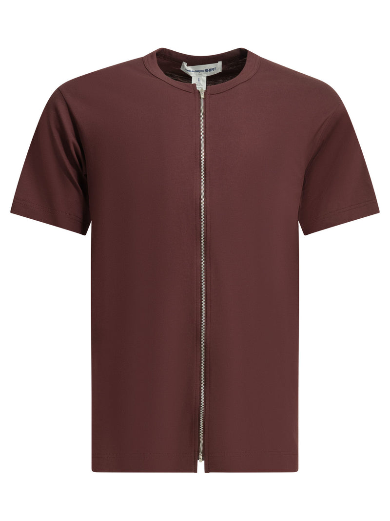 Comme Des Garçons Shirt Camiseta de cuello redondo con cremallera Comme Des Garçons Shirt Burdeos - World Class Fashion