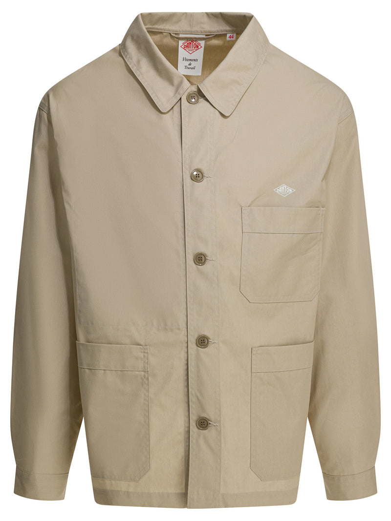 Danton Danton Overshirt Jacket With Logo Beige Men - World Class Fashion