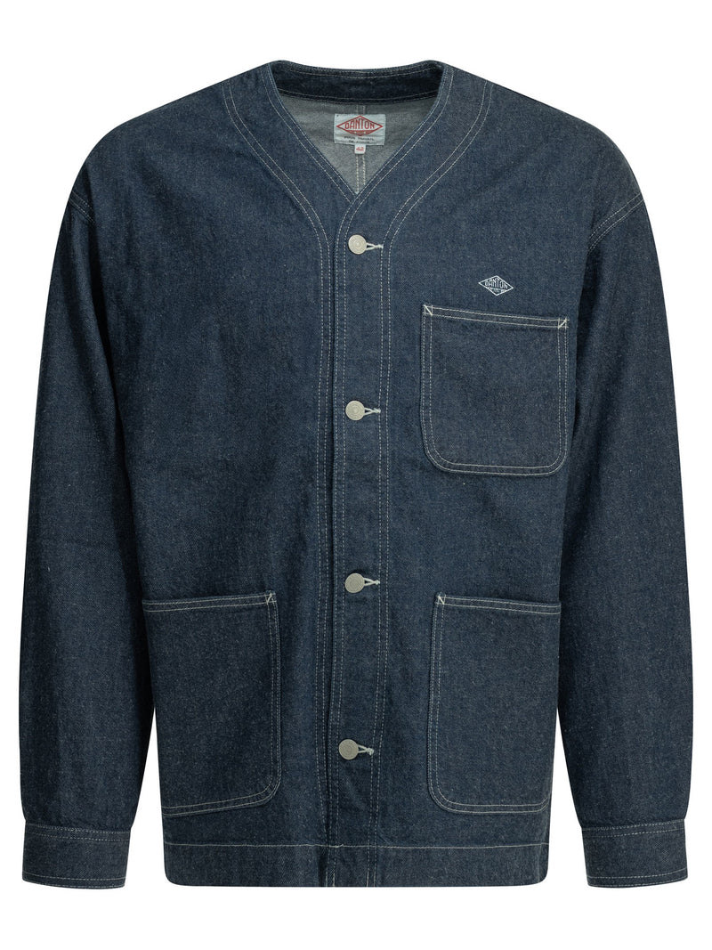 Danton Danton Collarless Denim Jacket Blue Men - World Class Fashion