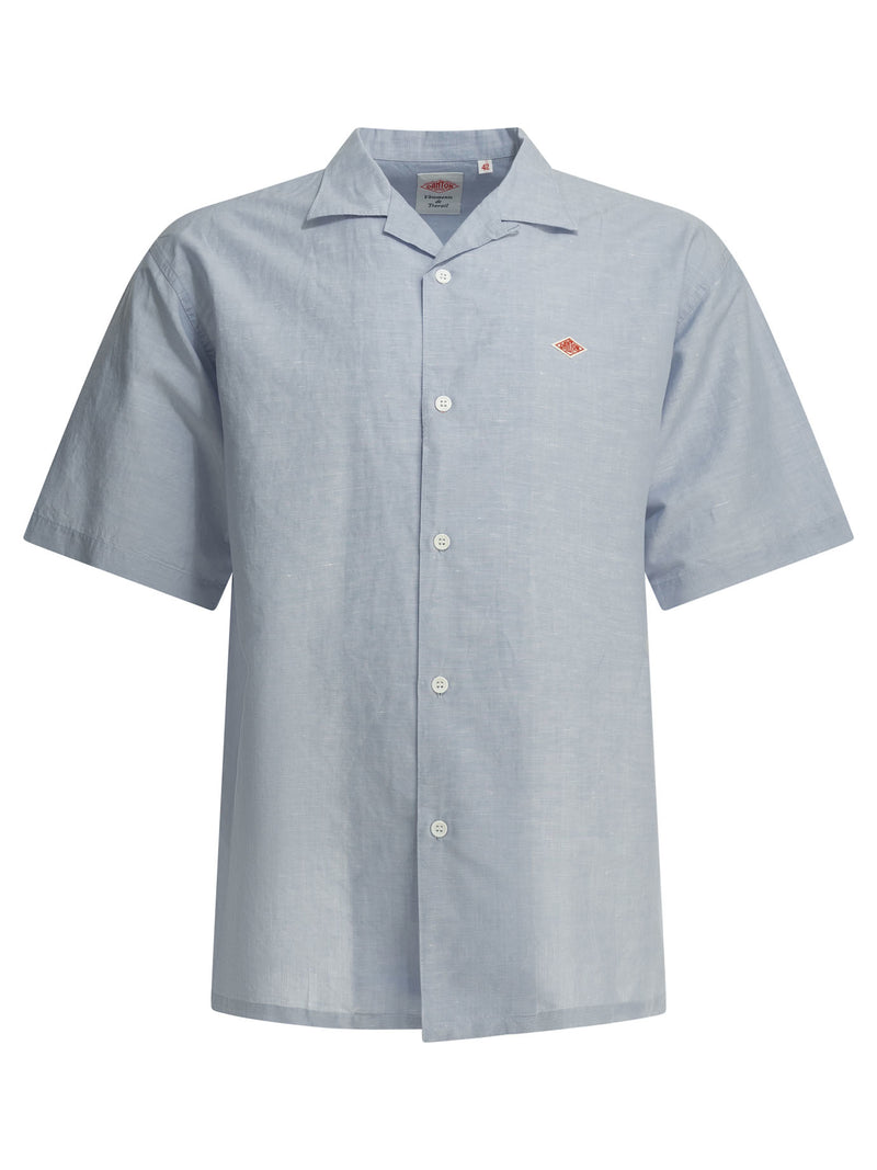 Danton Danton Casual Cotton Linen Shirt Light Blue - World Class Fashion