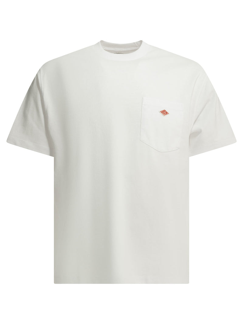 Danton Camiseta con cuello redondo Danton Pocket blanca para hombre - World Class Fashion
