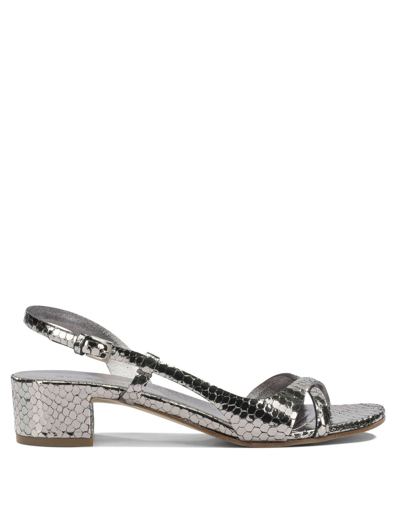 Del Carlo Del Carlo Goat Leather Sandals Silver Women - World Class Fashion
