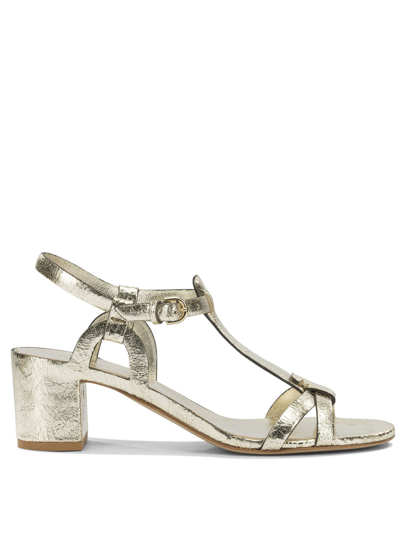 Del Carlo Del Carlo Calf Leather Sandals Gold Women - World Class Fashion