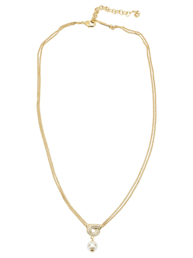 Ferragamo Ferragamo Gancini Necklace with Pearl Gold - World Class Fashion
