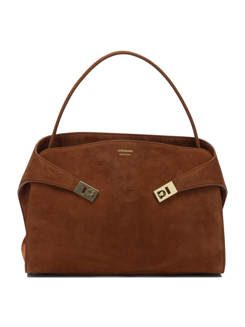 Ferragamo Ferragamo Hug Large Shoulder Bag Brown - World Class Fashion