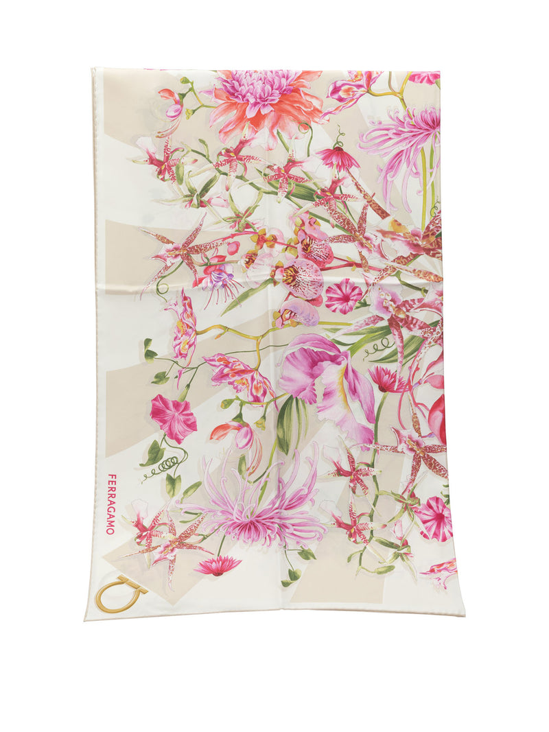 Ferragamo Ferragamo Gaia Silk Scarf White - World Class Fashion