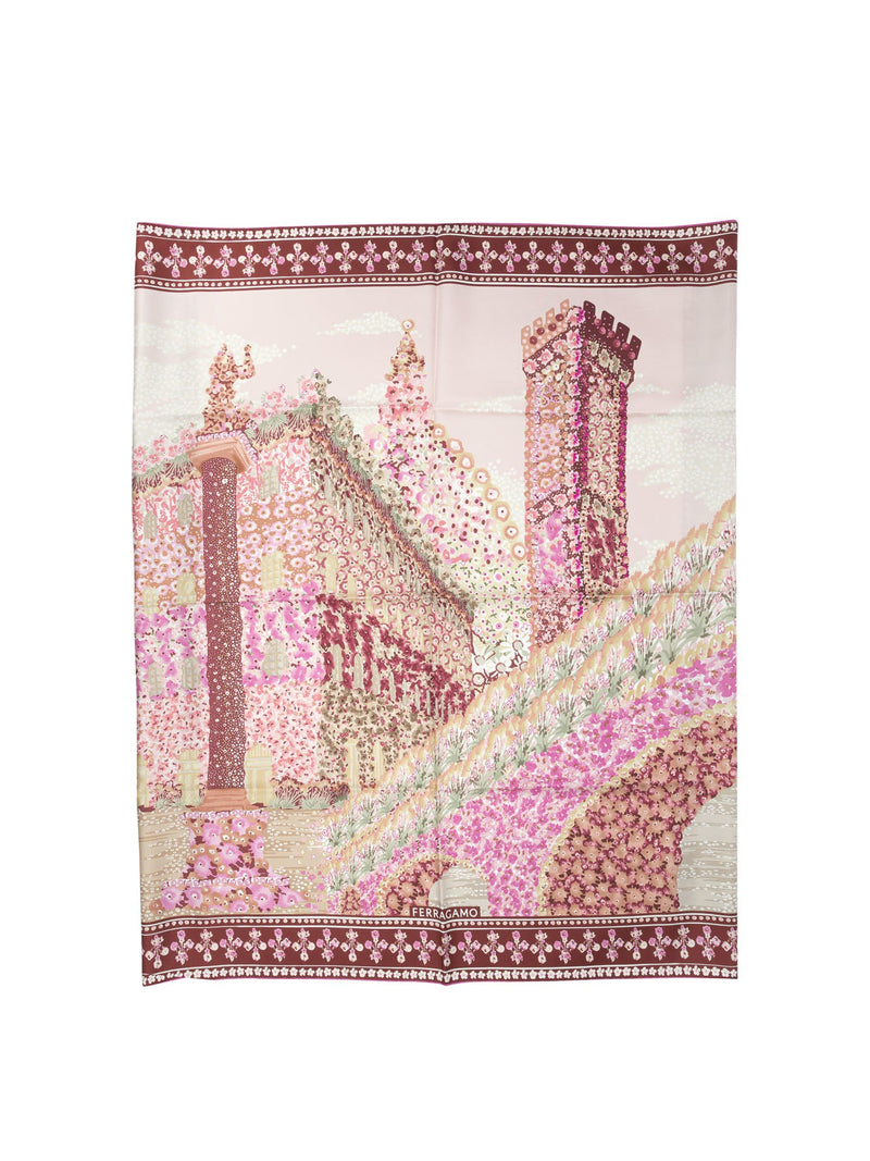 Ferragamo Ferragamo Fiorenza Silk Scarf Bordeaux - World Class Fashion