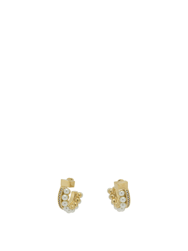 Ferragamo Ferragamo Gancini Earrings with Pearls Gold - World Class Fashion