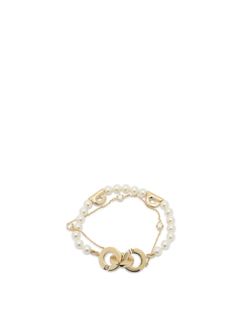 Ferragamo Ferragamo Double Strand Bracelet With Pearls Gold - World Class Fashion