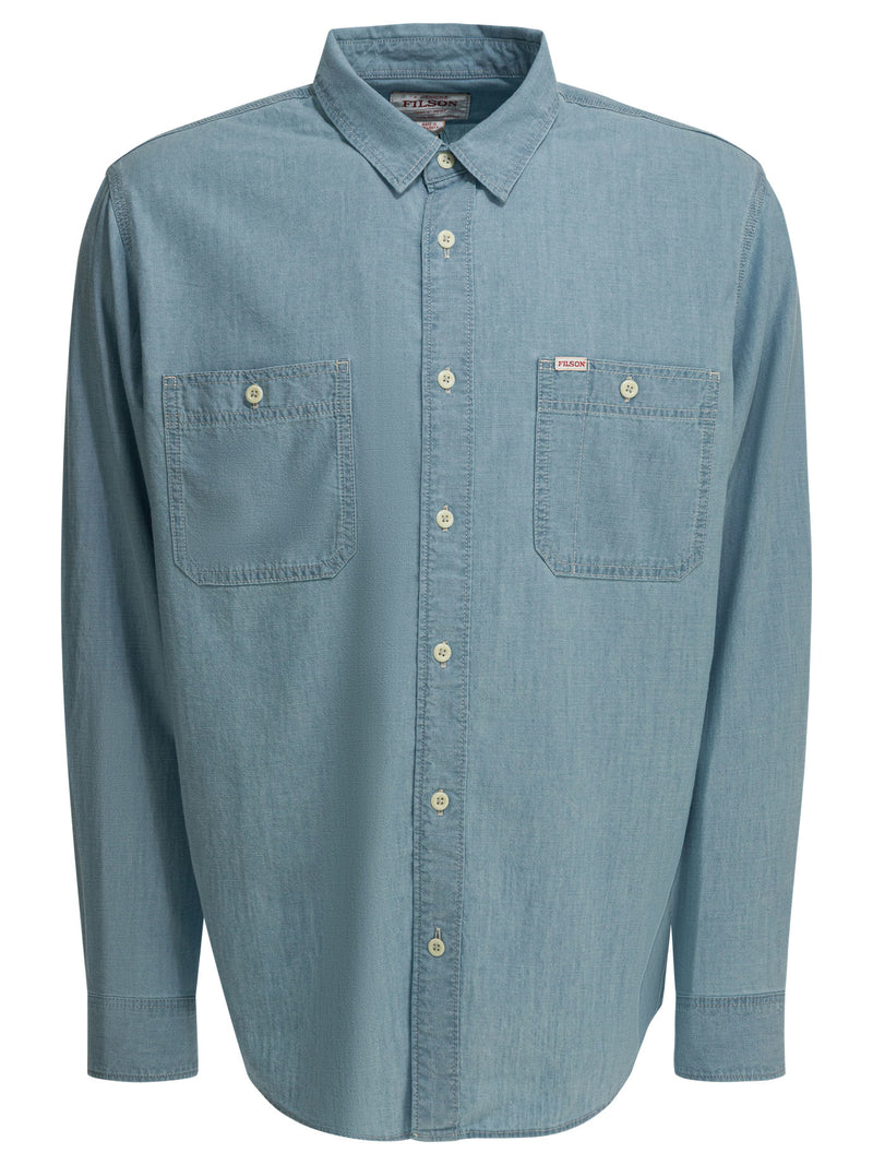 Filson Filson Chambray Cpo Casual Shirt Light Blue - World Class Fashion