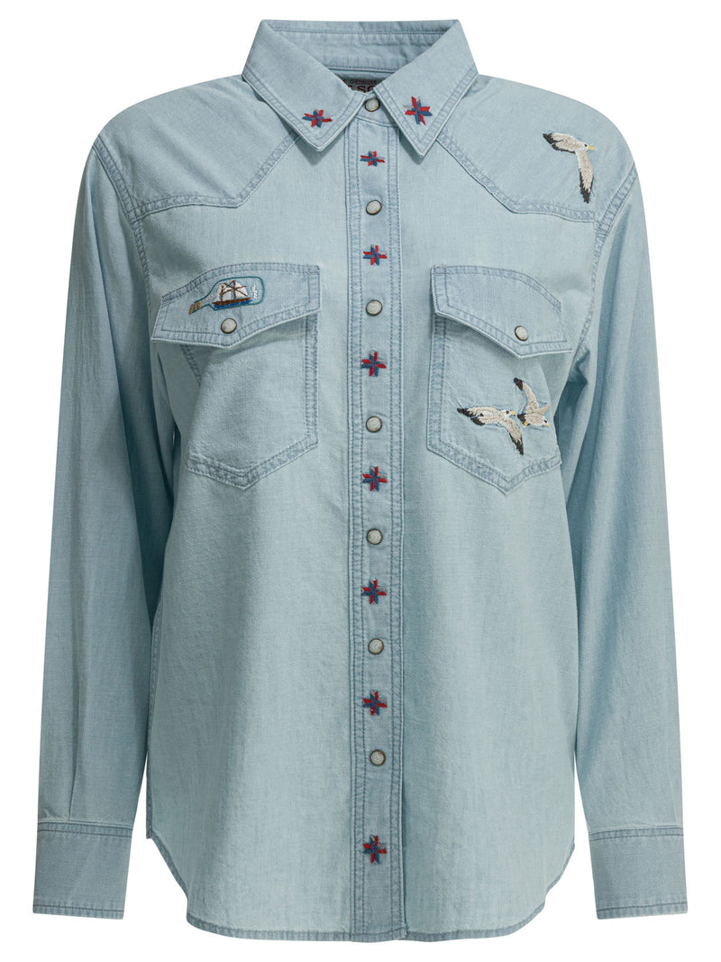 Filson Filson Embroidered Western Casual Shirt Light Blue - World Class Fashion