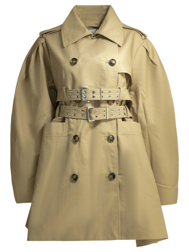 Ganni Ganni Cotton Trench Coat Beige Women - World Class Fashion