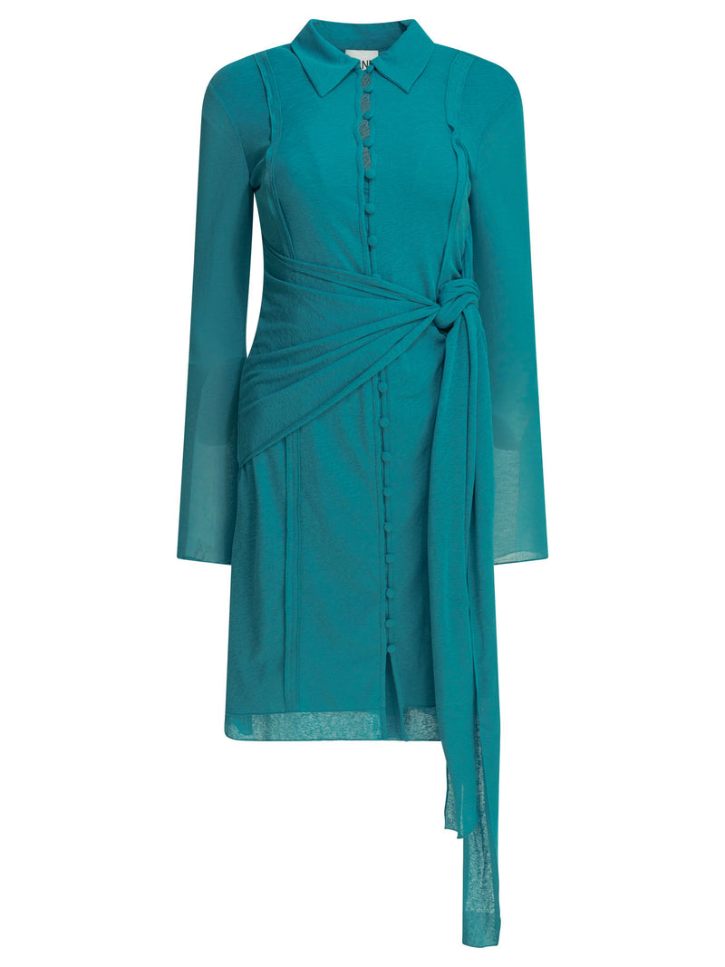 Ganni Ganni Short Chemise Dress Light Blue - World Class Fashion