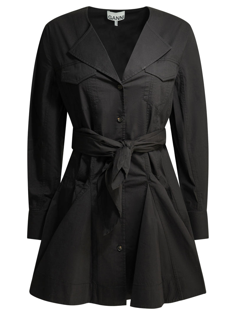 Ganni Ganni Short Chemise Dress Black Women - World Class Fashion