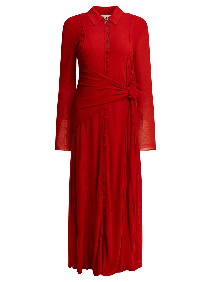 Ganni Ganni Long Chemise Dress Red - World Class Fashion