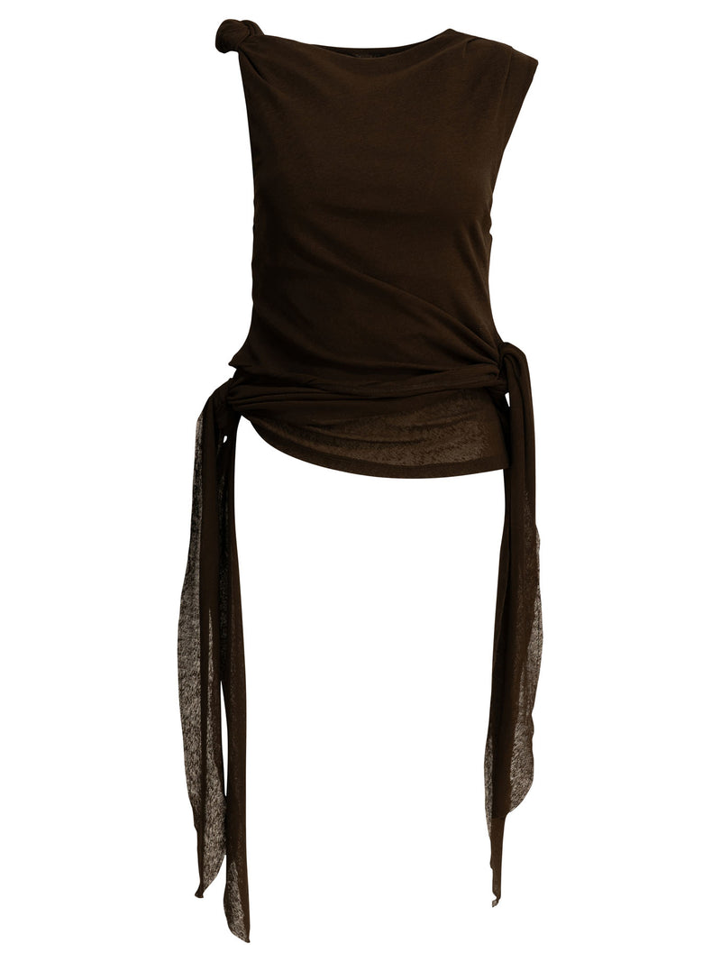 Ganni Ganni Draped Tank Top Brown Women - World Class Fashion