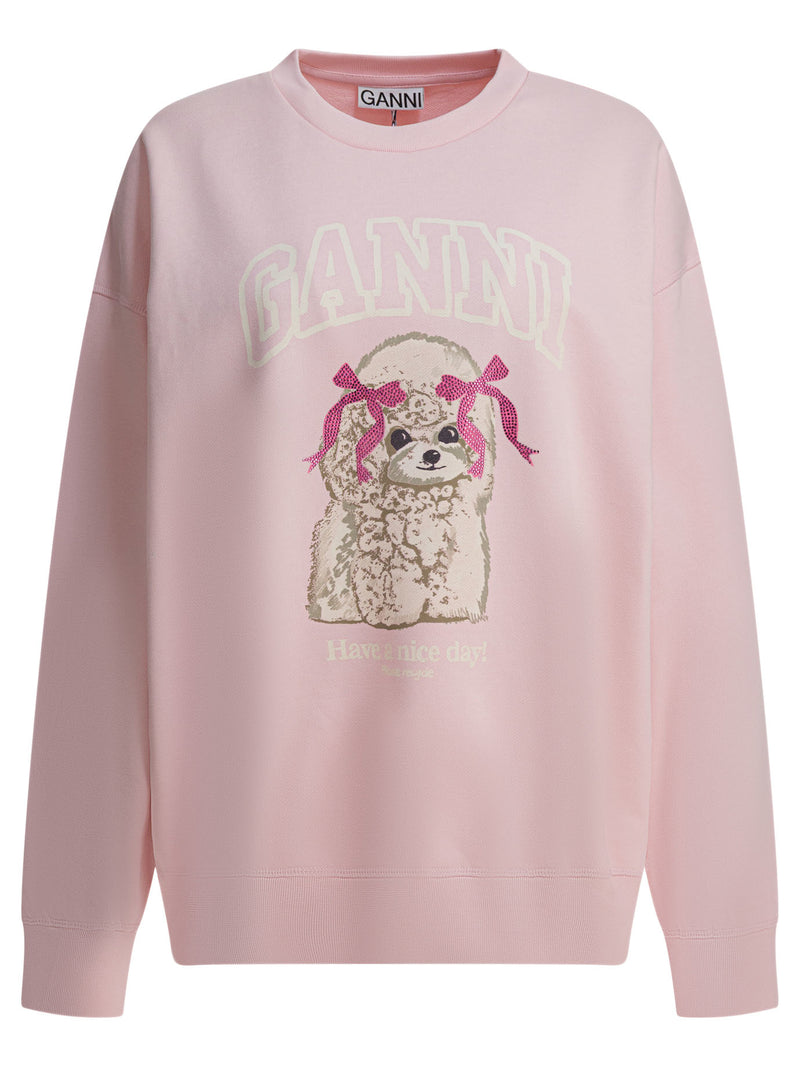 Ganni Ganni Puddle Crewneck Sweatshirt Pink - World Class Fashion