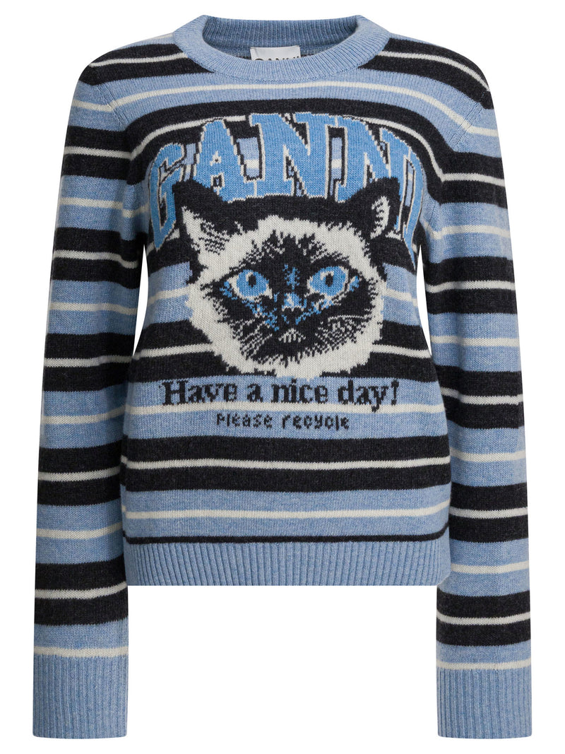 Ganni Ganni Wool Sweater Light Blue Women - World Class Fashion