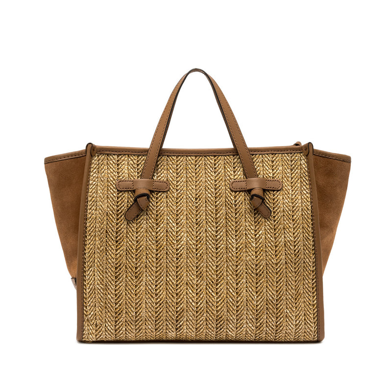 Gianni Chiarini Bolso de hombro Gianni Chiarini Marcella de ante y paja beige - World Class Fashion