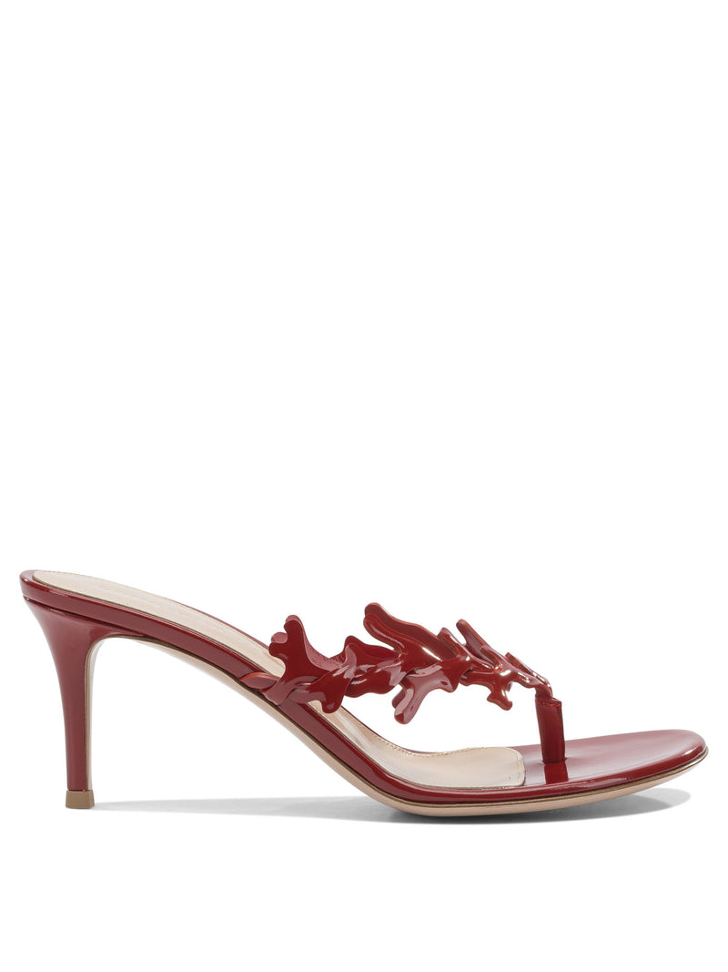 Gianvito Rossi Gianvito Rossi Red Leather Thong 70mm Mules - World Class Fashion