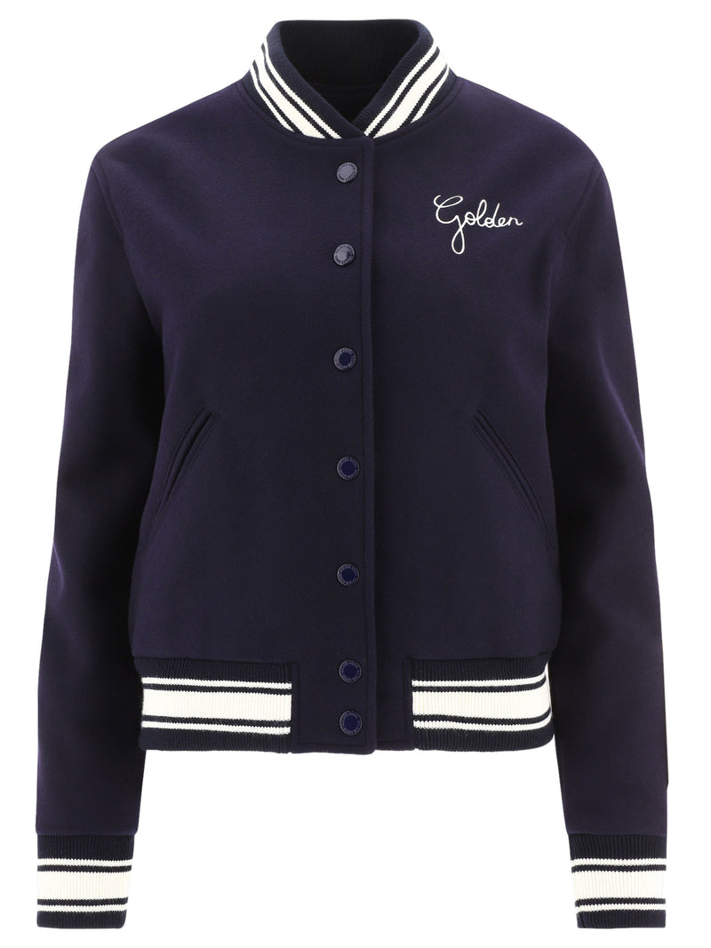 Golden Goose Chaqueta bomber de lana Golden Goose para mujer, color azul - World Class Fashion