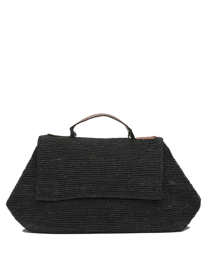 Ibeliv Bolso Ibeliv LAHADYBLACK Rafia y Piel Negro - World Class Fashion