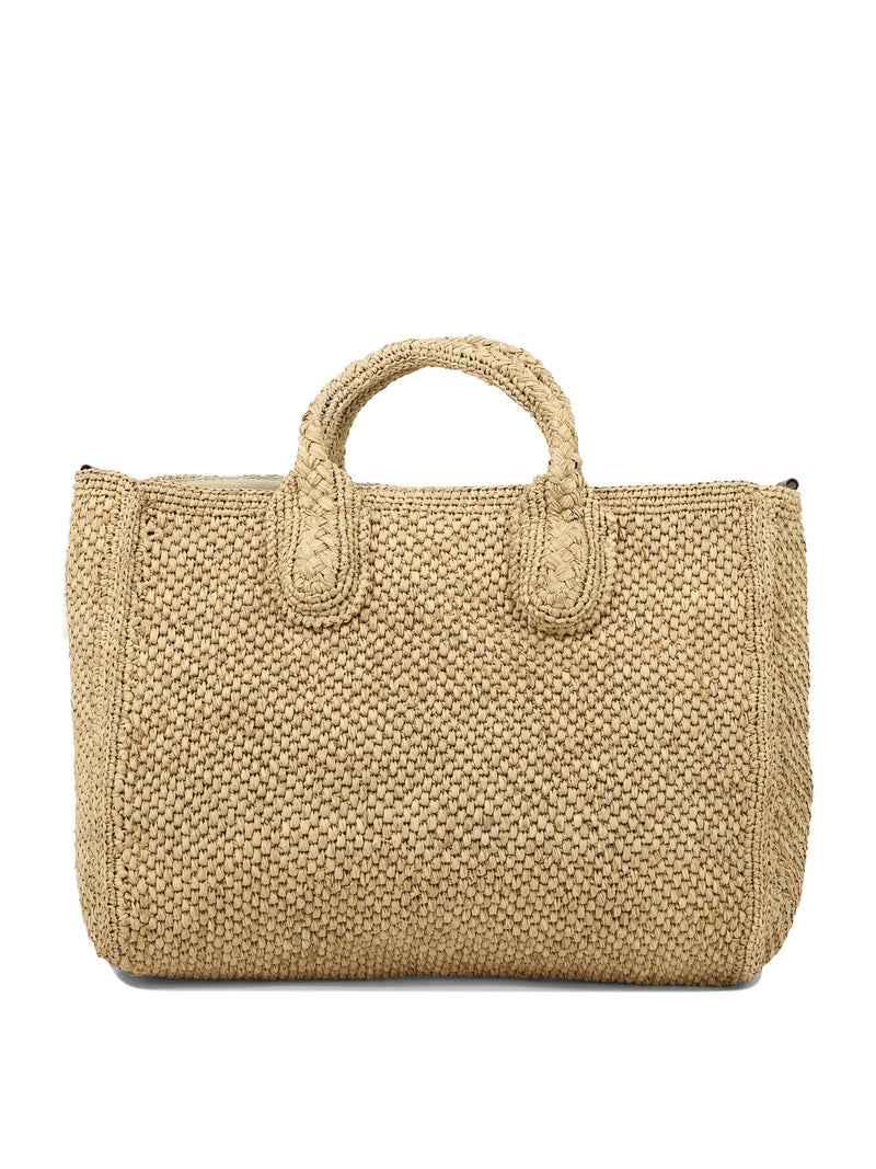 Ibeliv Ibeliv Bolso de Mano de Rafia y Cuero Beige para Mujer - World Class Fashion