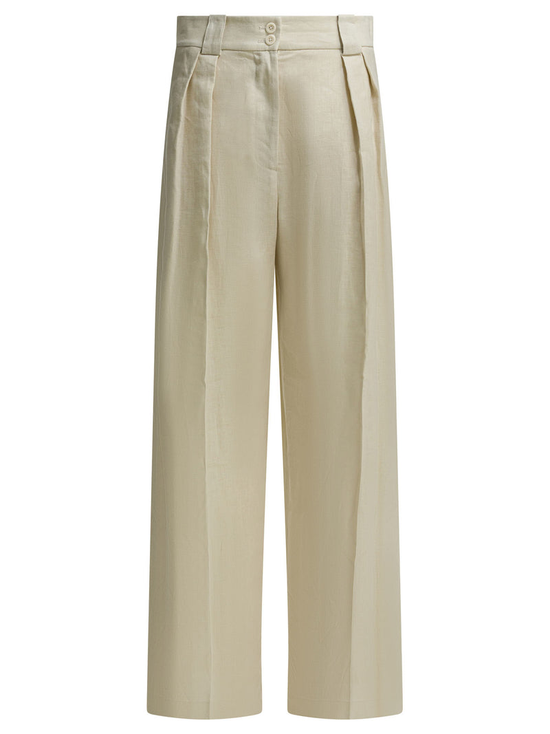 Ines De La Fressange Pantalones de lino Ines De La Fressange beige para mujer - World Class Fashion