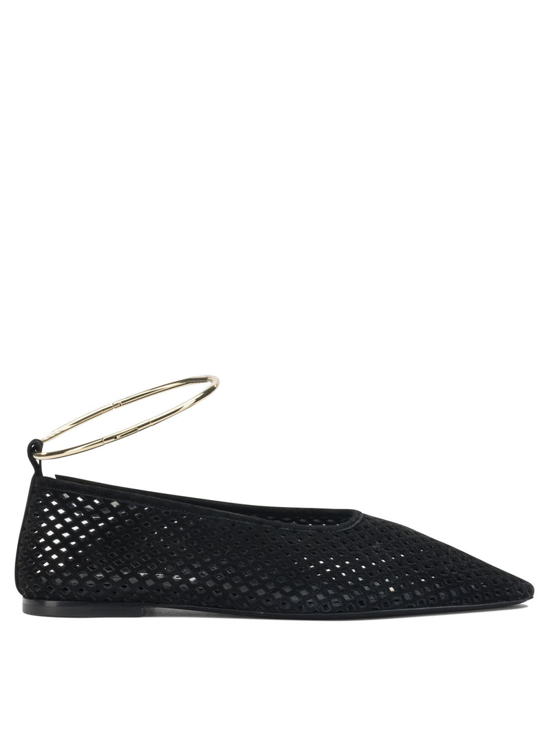 Jil Sander Bailarinas planas Jil Sander de ante negro perforado - World Class Fashion