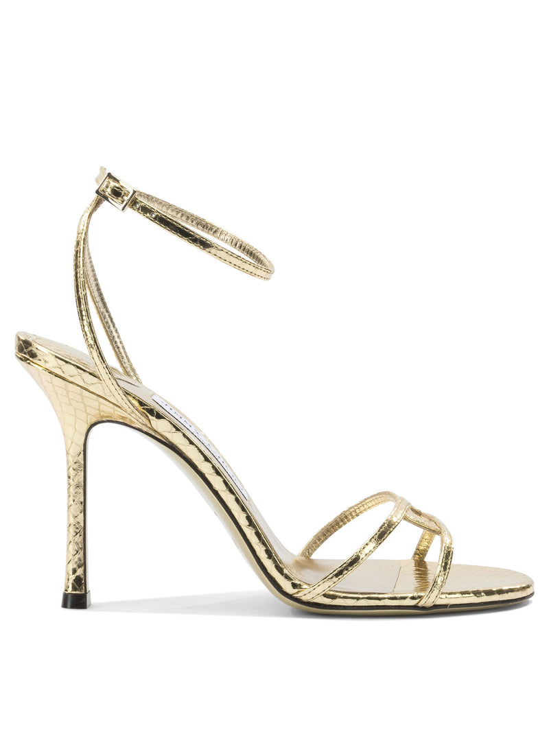 Jimmy Choo Jimmy Choo Leo 100mm Heeled Sandals Gold Women - World Class Fashion