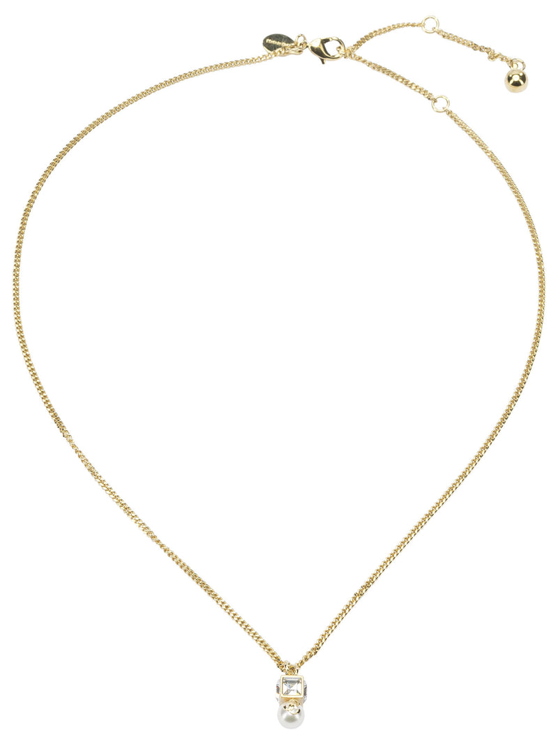 Jimmy Choo Jimmy Choo JC Pearl Cube Necklace Gold - World Class Fashion