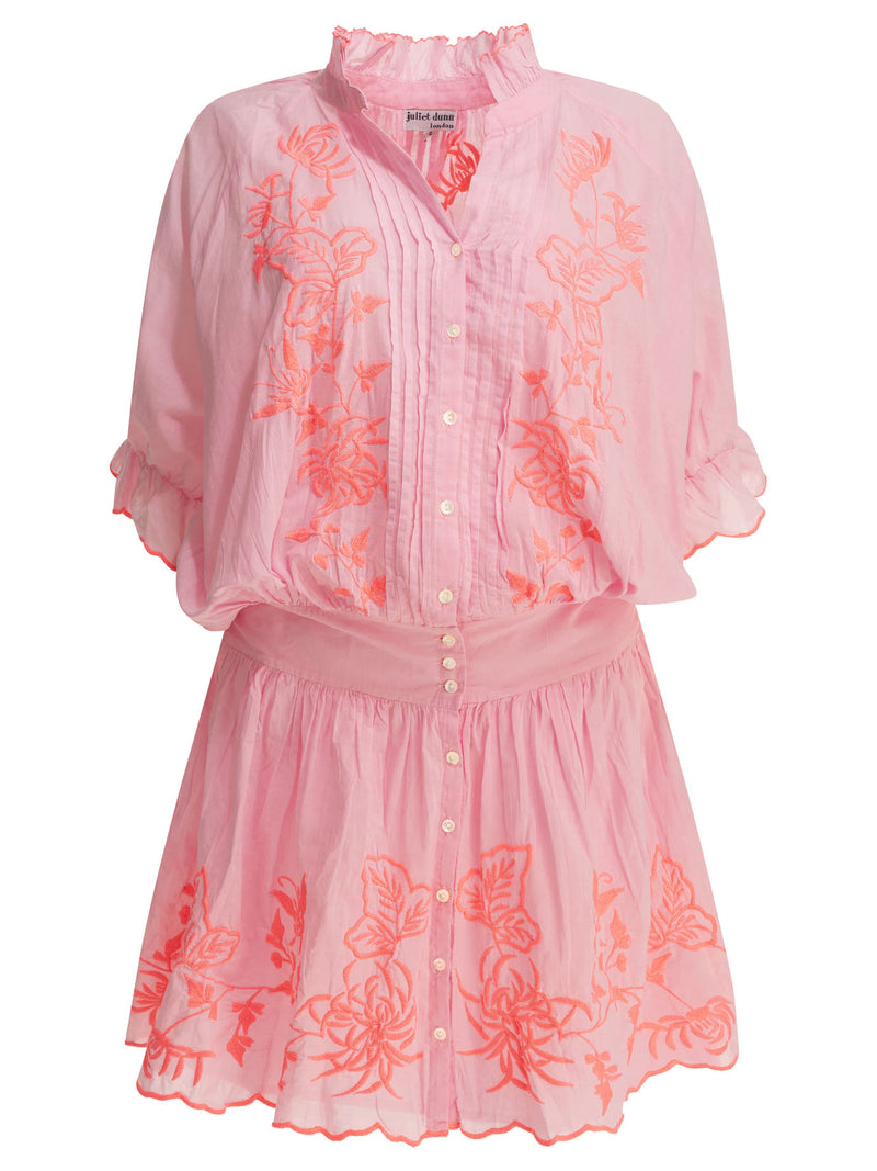 Juliet Dunn Vestido Corto Camisero Juliet Dunn Rosa para Mujer - World Class Fashion