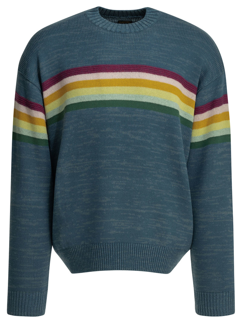 Kapital Kapital Peckish Rainbow Crewneck Sweater Blue - World Class Fashion