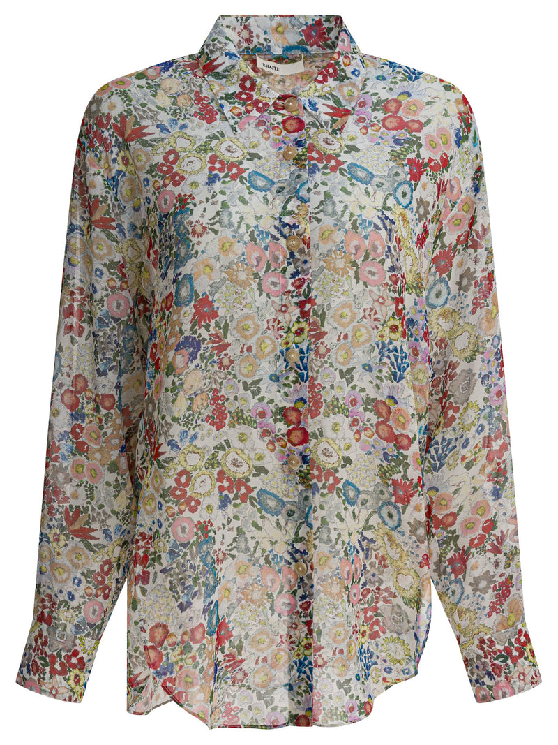 Khaite Khaite Silk Floral Shirt White Women - World Class Fashion