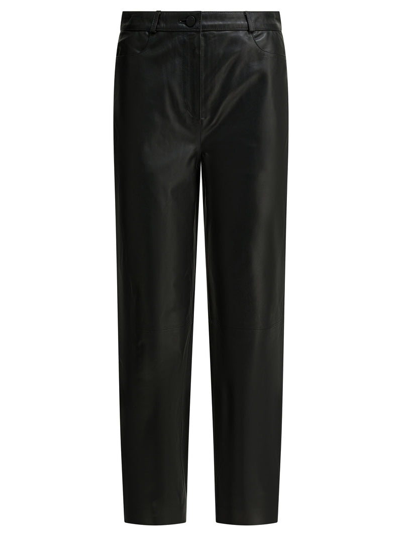 Loulou De Saison Loulou De Saison Pantalón de Piel de Cordero Negro Mujer - World Class Fashion