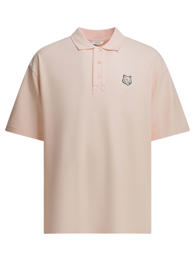 Maison Kitsuné Maison Kitsuné Fox Head Polo Shirt Pink Men - World Class Fashion