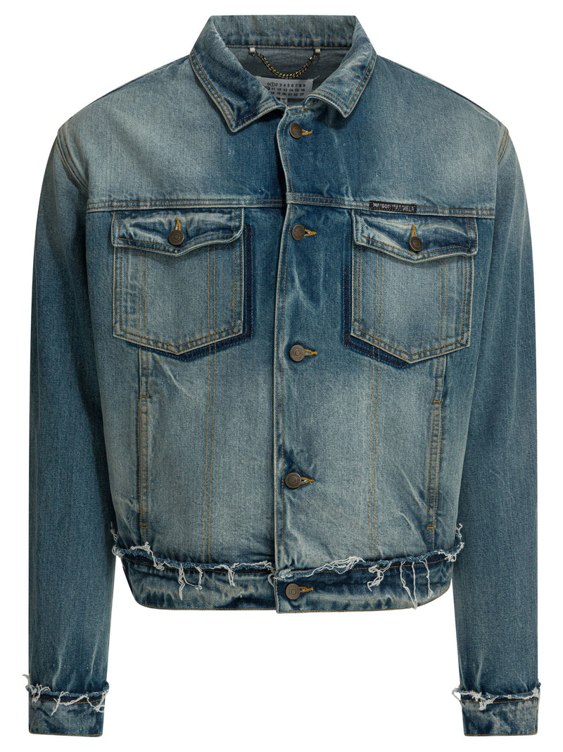 Maison Margiela Maison Margiela Worn Denim Effect Jacket Blue - World Class Fashion