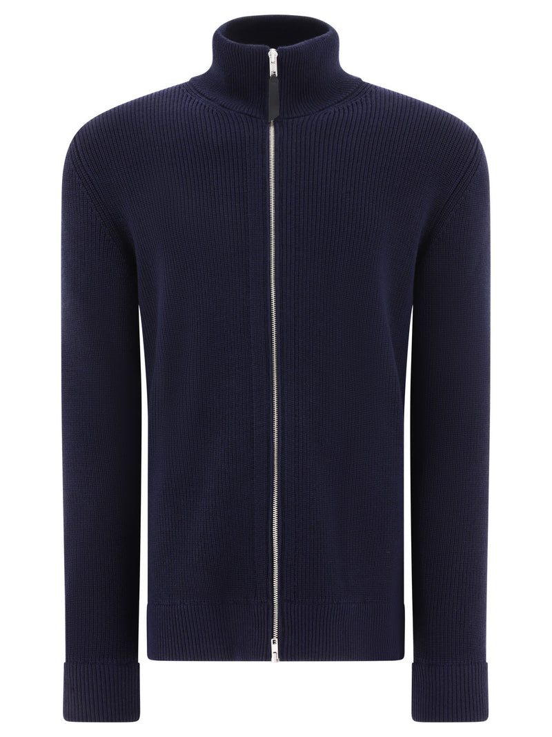 Maison Margiela Maison Margiela Cotton Wool Zippered Knitwear Blue - World Class Fashion