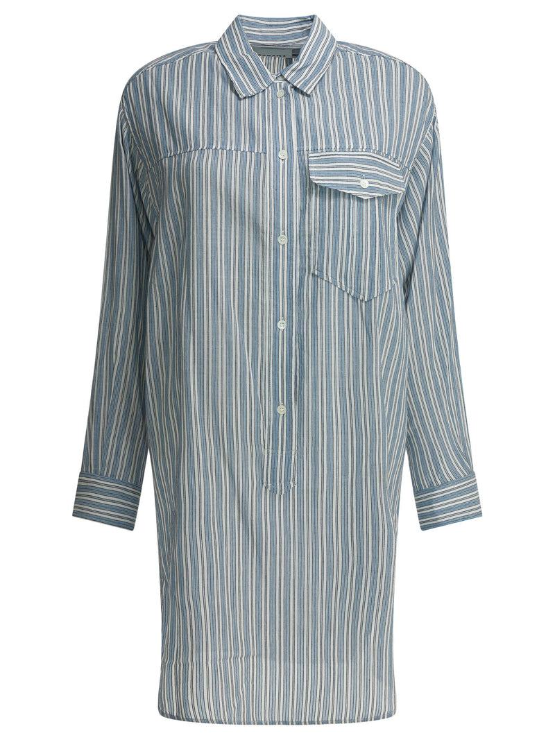 Marant Étoile Marant Étoile Vestido Camisero a Rayas Azul - World Class Fashion