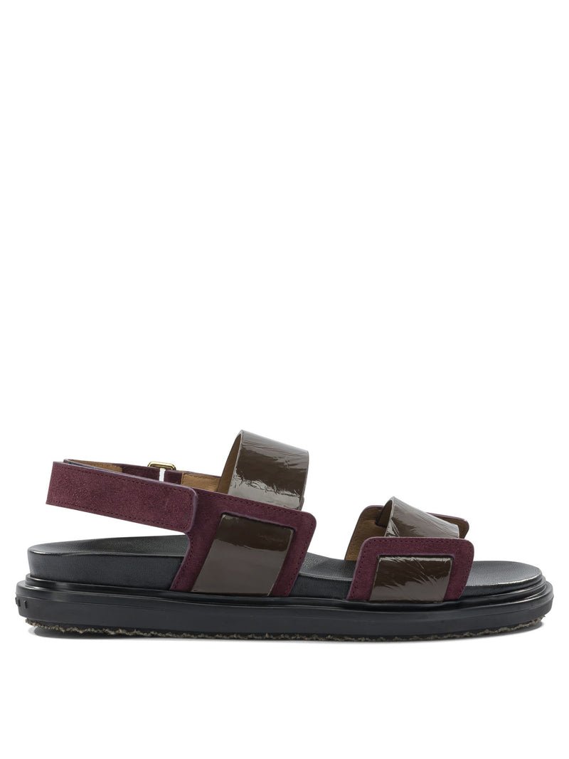 Marni Marni Fussbett Leather Sandals Bordeaux Women - World Class Fashion